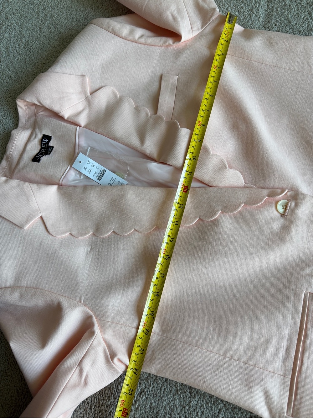 J.Crew Gamine Scallop-Trim Blazer Gramercy Linen Blend Pink Size L NWT - Picture 11 of 14